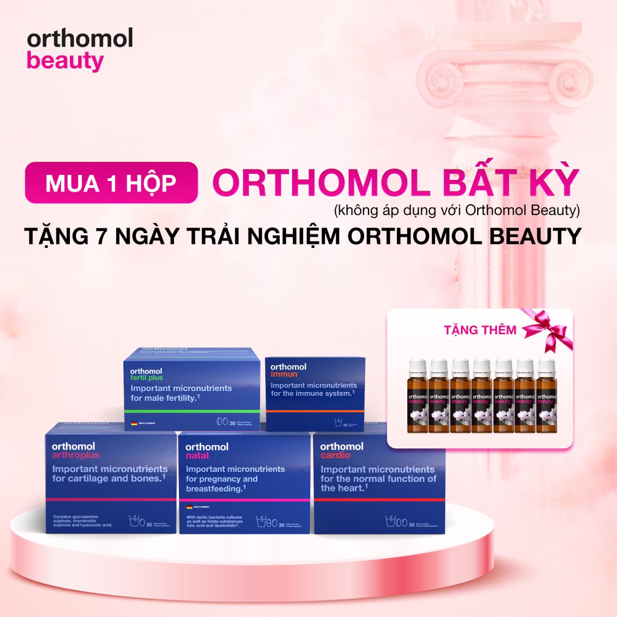 Mua 1 sản phẩm orthomol bất kỳ tặng 7 ngày sử dụng Orthomol Beauty